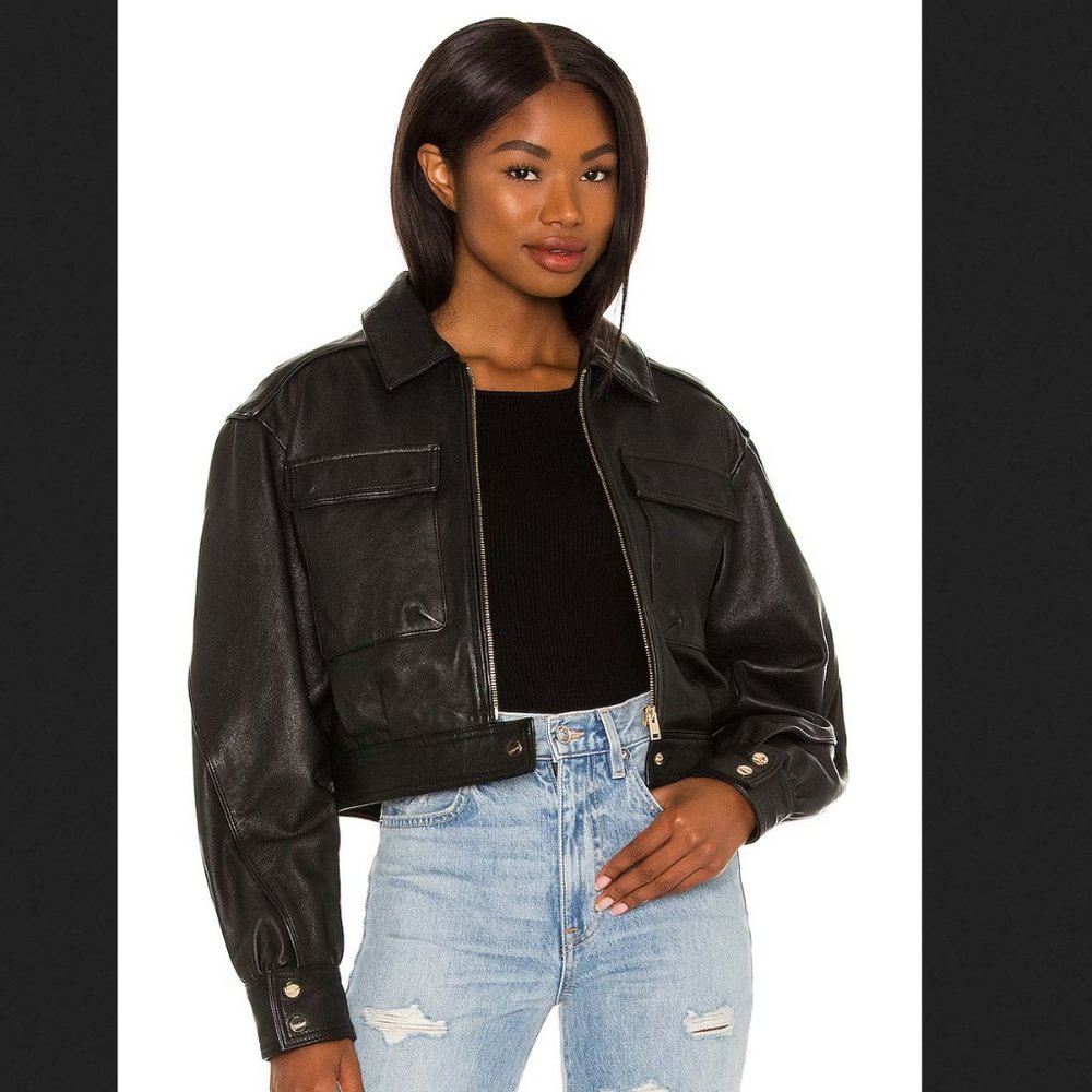 ISO LAMARQUE Dabria L Leather Jacket in Black or Brown; Size: S OR XS